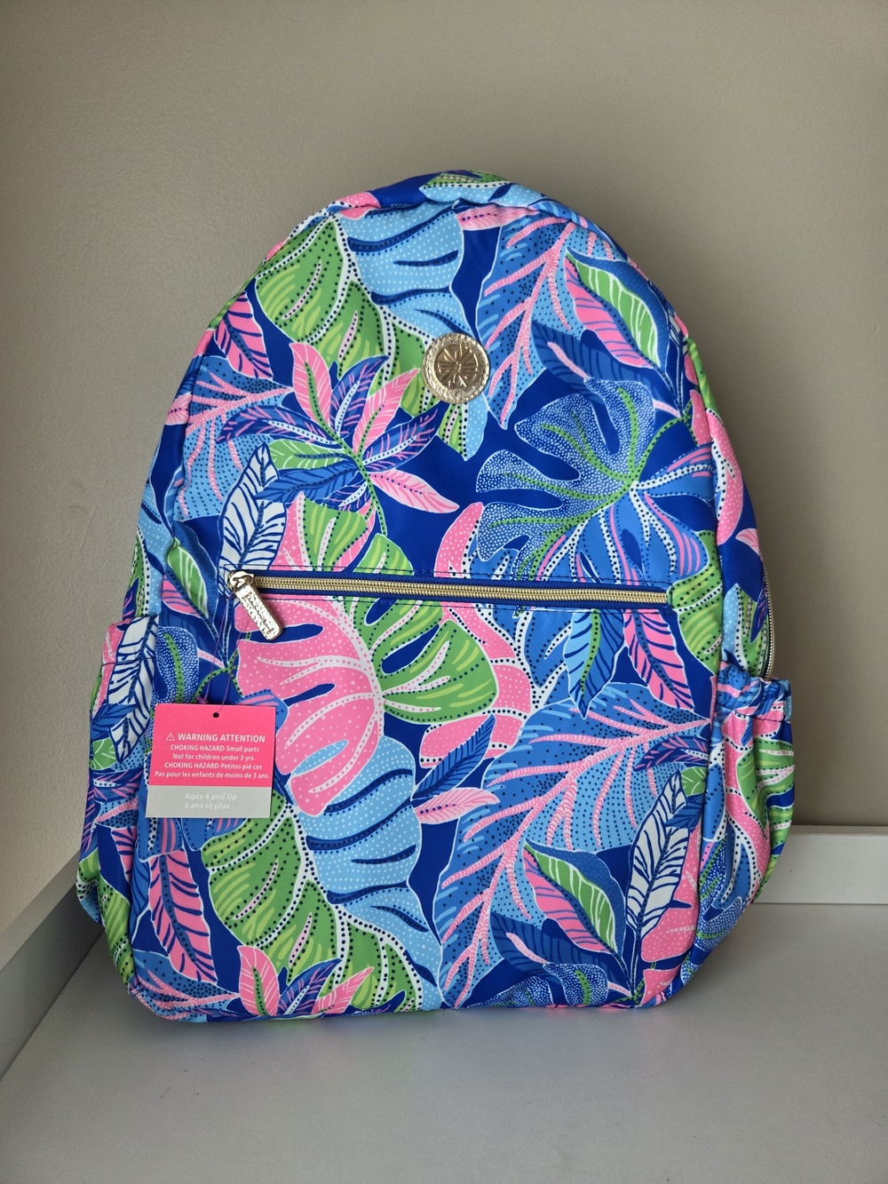 Lilly Pulitzer Tropical Leaf Blue Pink Green Backpack
